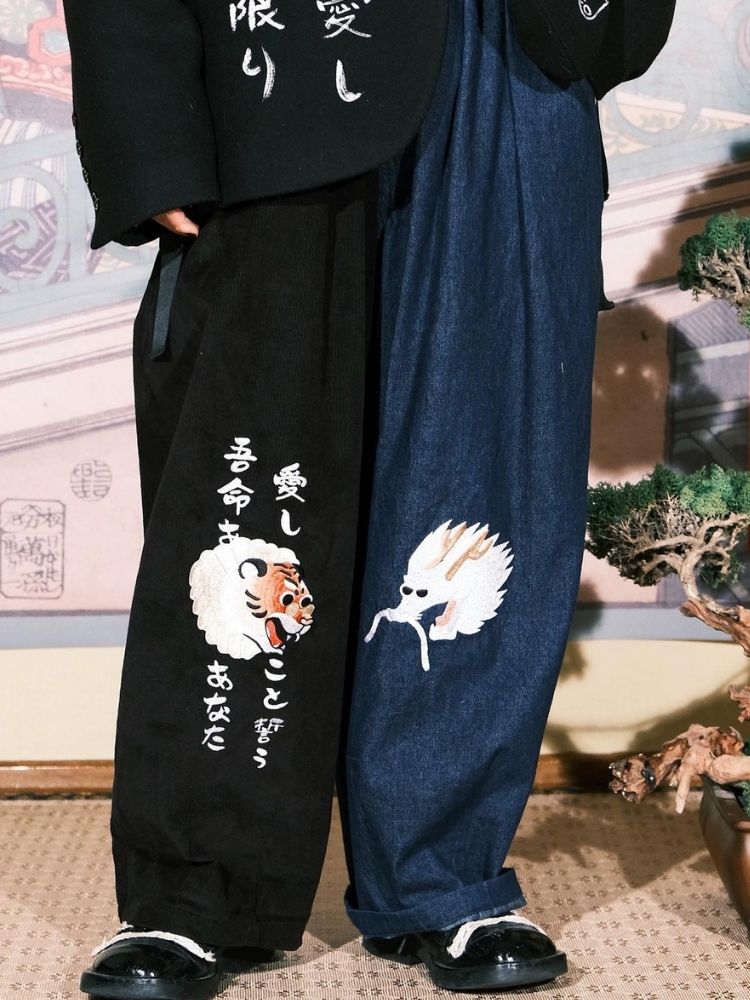 Two-color stitching wide-leg pants【s0000003617】