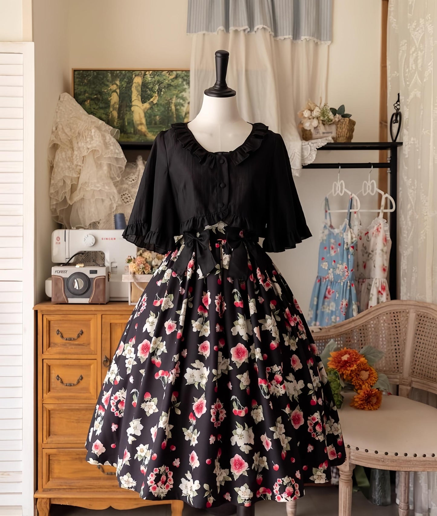 Forest Wardrobe - Summer Berry Picture Book - Floral Printed Classic Lolita JSK Dress