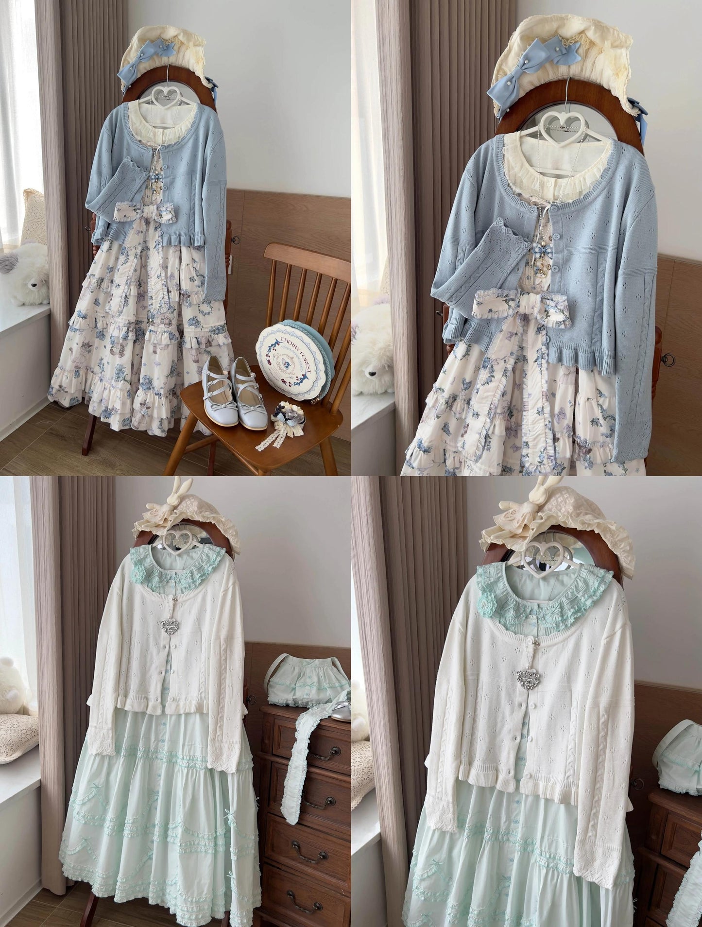 MIST - Kawaii Lolita Sweater Cardigan, Ruffled Lace Hem