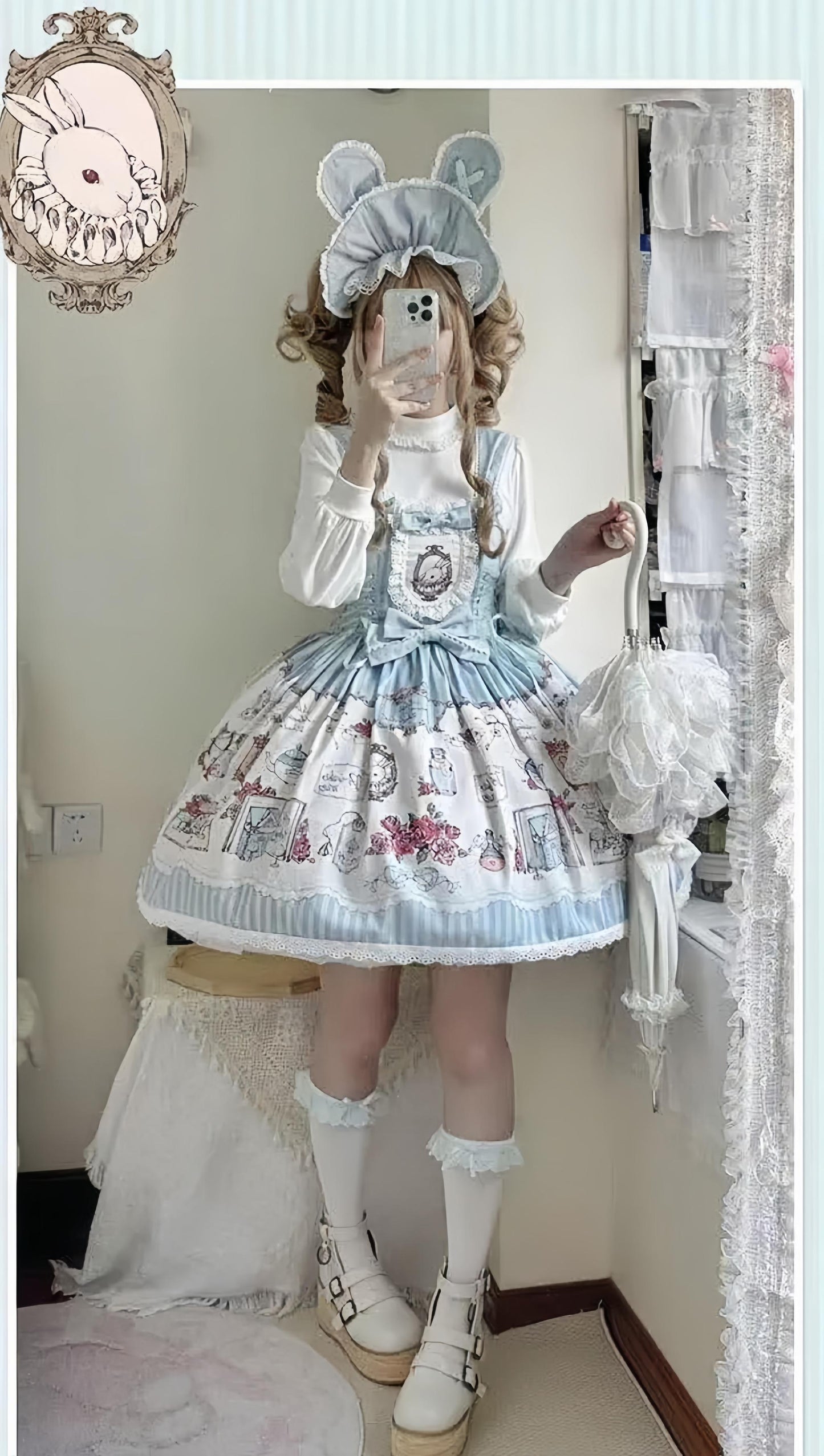 MeowMeow - Rabbit Collection Box - Bunny Print Kawaii Lolita JSK Dress, 3 Colors