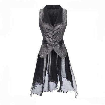 Immortal Thorn - Eternal Displaced Boundary - Ouji Lolita Vest Coat, Detachabl Back Trailing