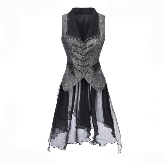 Immortal Thorn - Eternal Displaced Boundary - Ouji Lolita Vest Coat, Detachabl Back Trailing