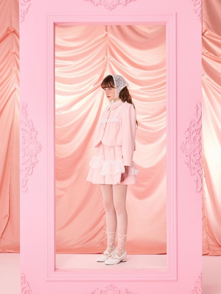 Half Skirt Bowknot Bubble Sleeve Set【s0000006965】