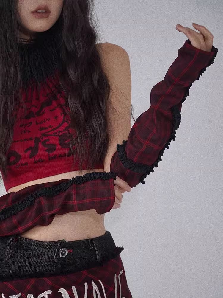 Red and Black Plaid Sleeve【s0000004940】