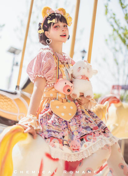 Chemical Romance - Sweetheart Doll Machine - Sweet Lolita Printed Salopette