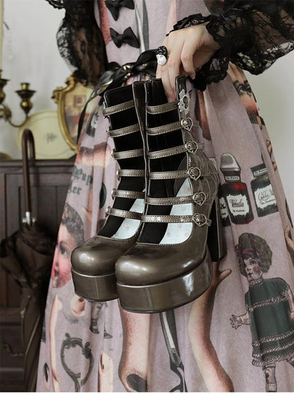 Pure Tea For Dream - Cross Buckle Punk Lolita Shoes