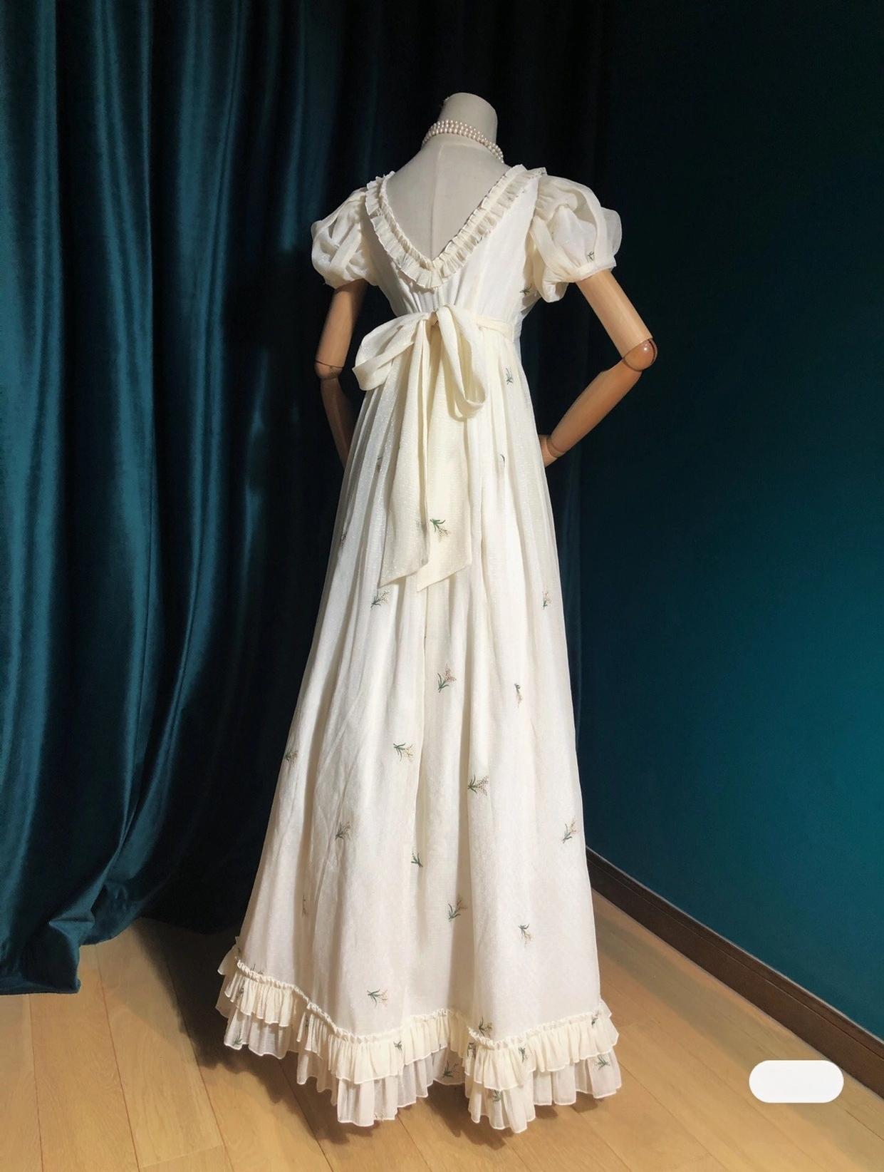 Surface Spell - Spring Rendezvous - Vintage Lolita OP Dress Embroidered Empire Waist Dress