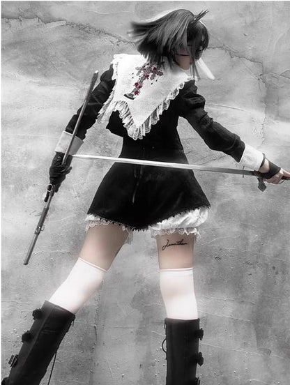 CastleToo - Crossbone - Ouji Lolita Shorts Suit Gothic Lolita Top and Blouse