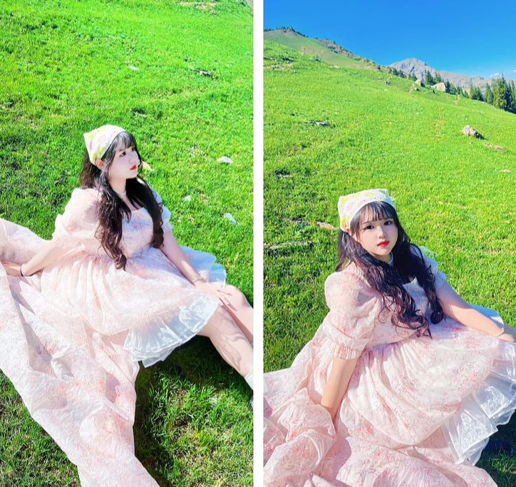 Rouroudream - Selkie - Plus Size Sweet Lolita OP Trailing Floral Princess Gown Dress