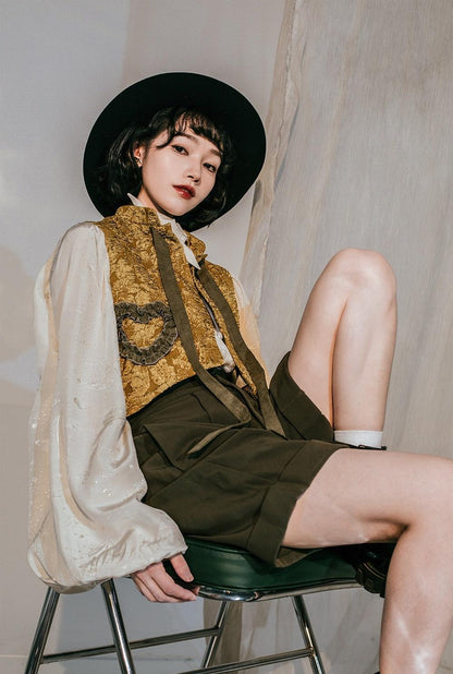 ZJstory - Gilded Age - Vintage Lolita Vest Suit Oil Painting Style Skirt Coat