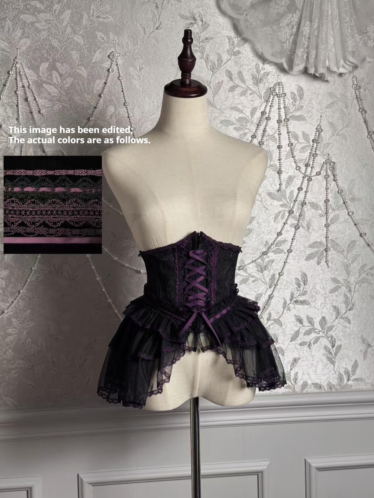 Alice Girl - Cross - Gothic Princess Lolita Corset with Multiple Layers Hem