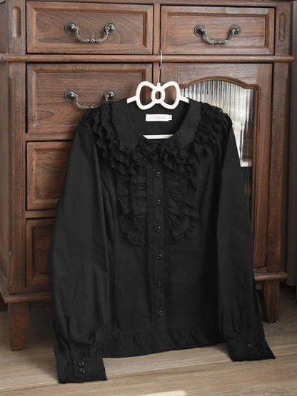 MIST - Half Sugar Milk Cake - Kawaii Lolita Blouse Peter-pan Collar and Puffy Sleeve Shirt