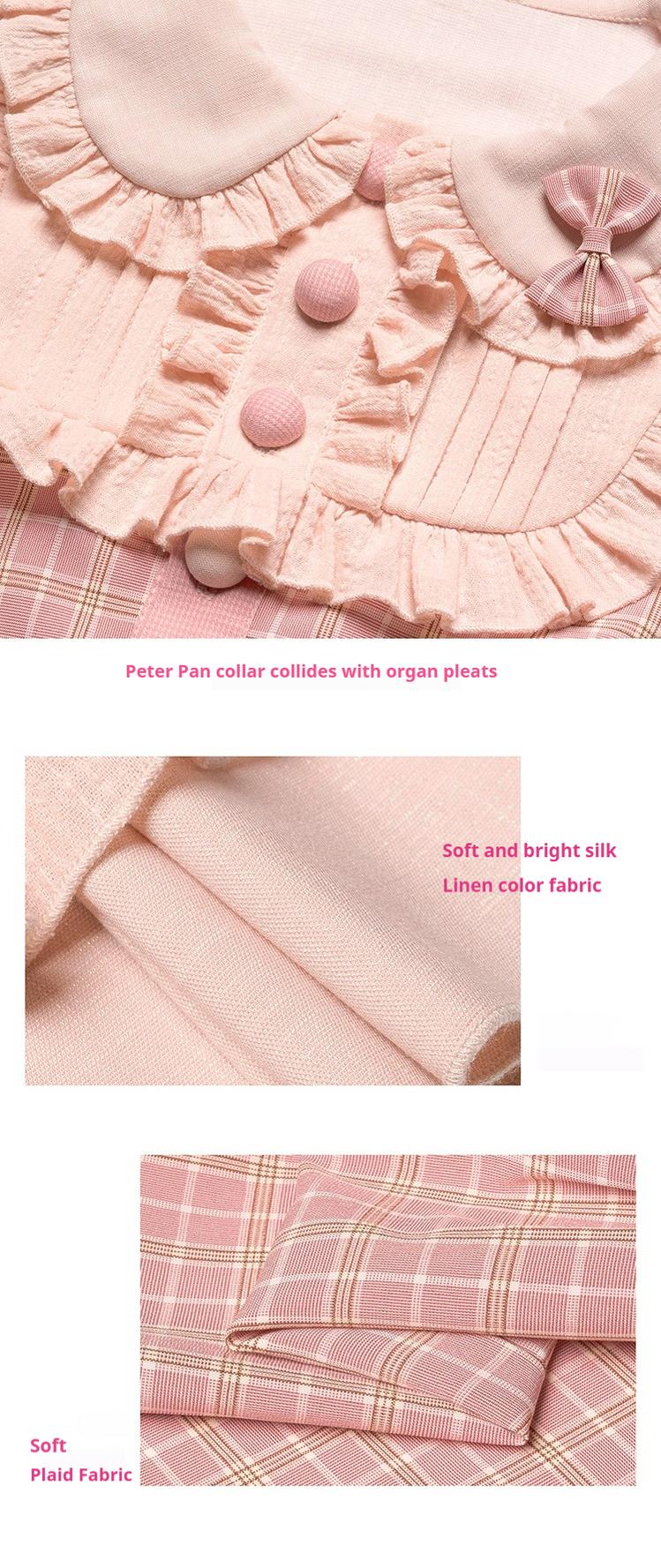 Youpairui - Helford - Sweet Coordinated Lolita Suit Pink Plaid Lolita SK Set