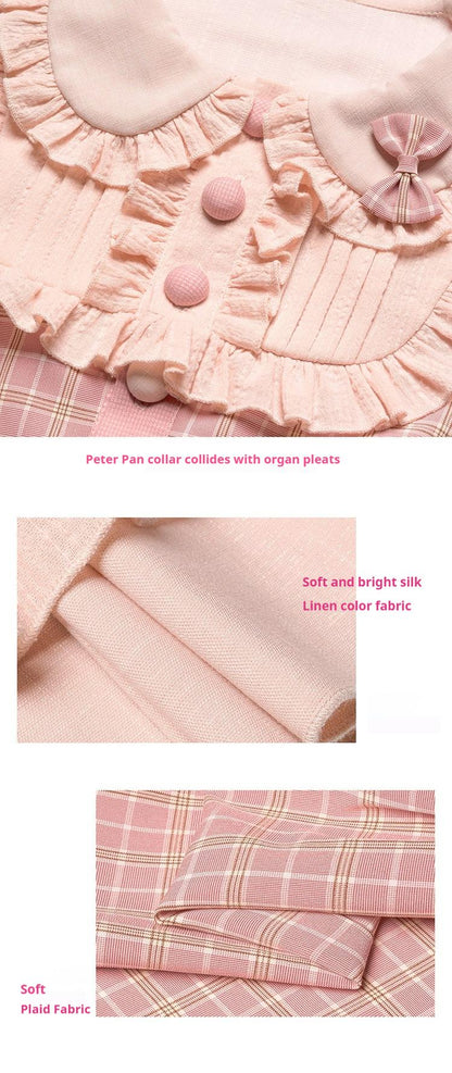 Youpairui - Helford - Sweet Coordinated Lolita Suit Pink Plaid Lolita SK Set