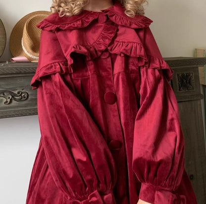 Dark Star Island - Winter Lolita Cape Velvet Antique Lolita Coat