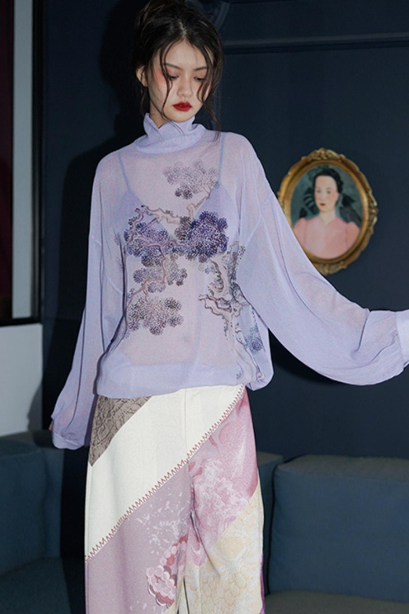 New Chinese Style Loose Chiffon Shirt