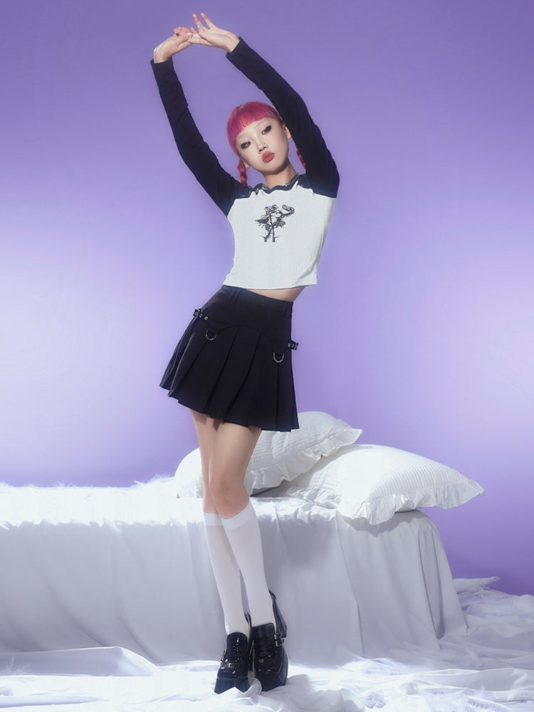 Rose Print Raglan Sleeve T-Shirt【s0000003840】