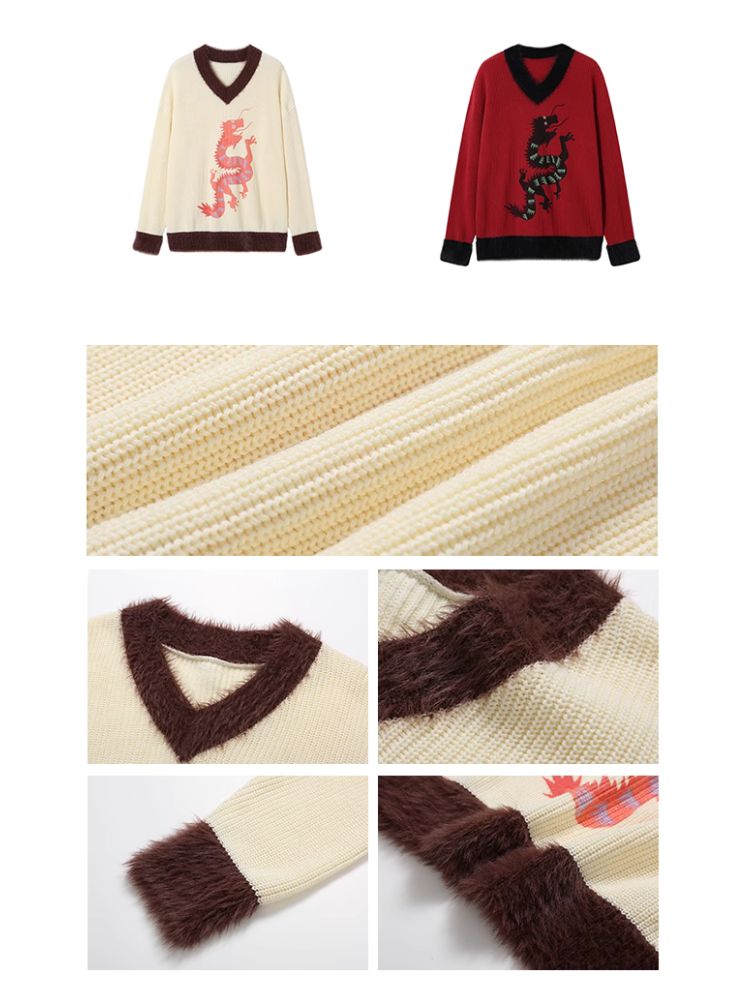 Loose Dragon Print Sweater【s0000005124】