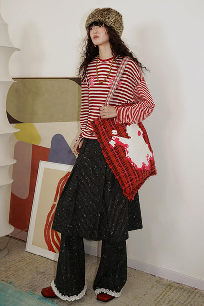 Loose Fit Wool Knit Striped T-Shirt