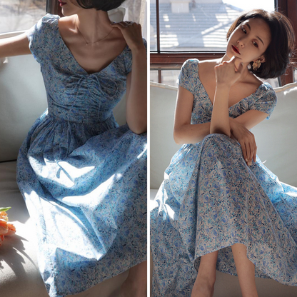 pale flower bouquet retro dress