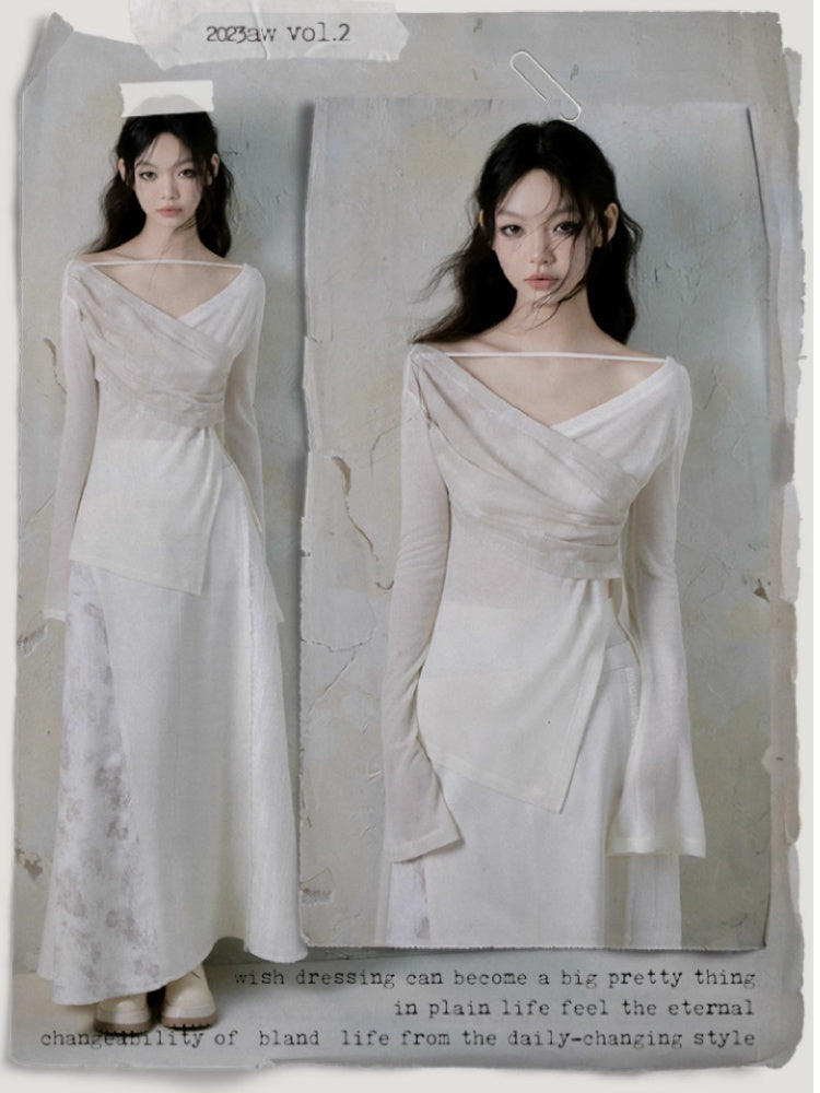 V-neck Strap Design Irregular Knitted Tops【s0000004381】