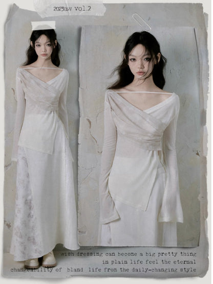 V-neck Strap Design Irregular Knitted Tops【s0000004381】