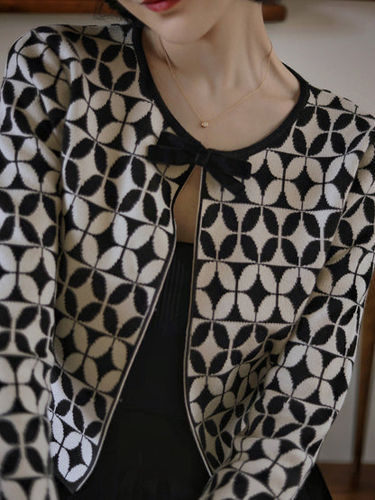 Geometric pattern classical cardigan