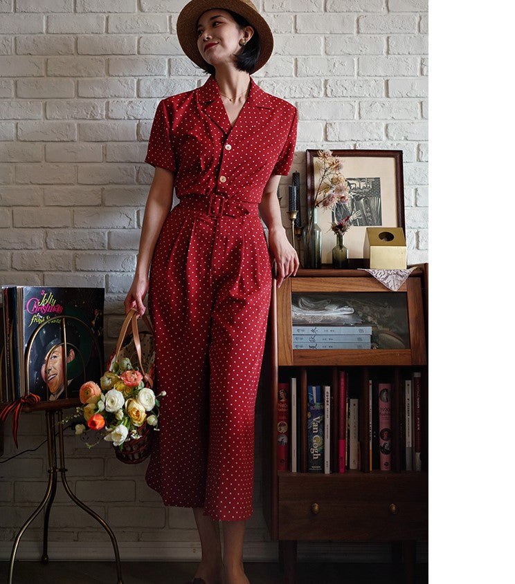 Lady's Polka Dot Retro Jumpsuit