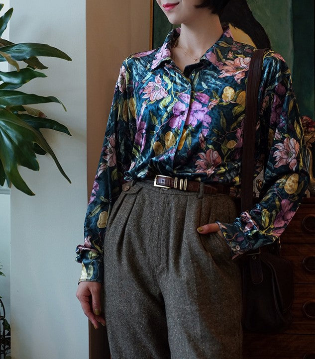 floral drawing vintage shirt