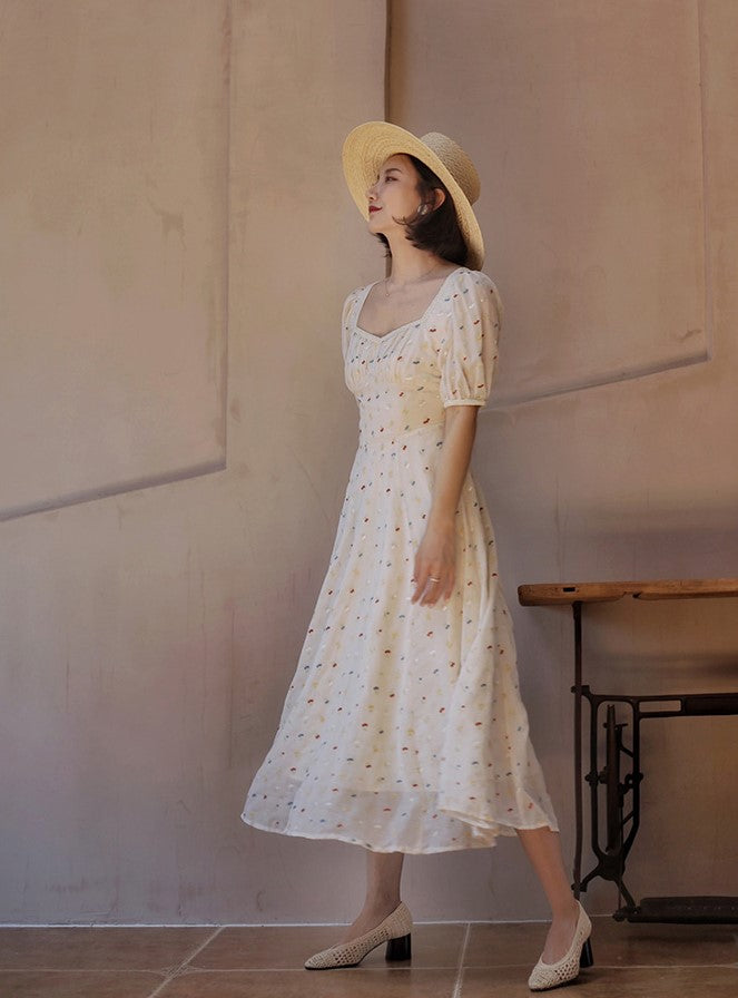 Floral embroidered dress with glittering jewels