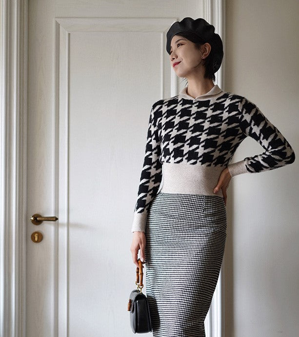 Houndstooth short knit