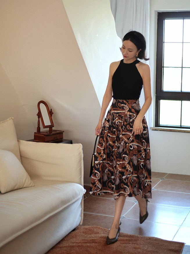 rope pattern hepburn skirt