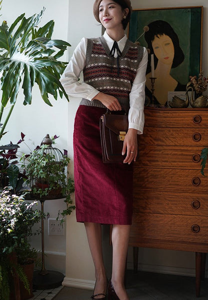 ladies velvet pencil skirt