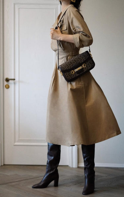 Western vintage khaki trench coat