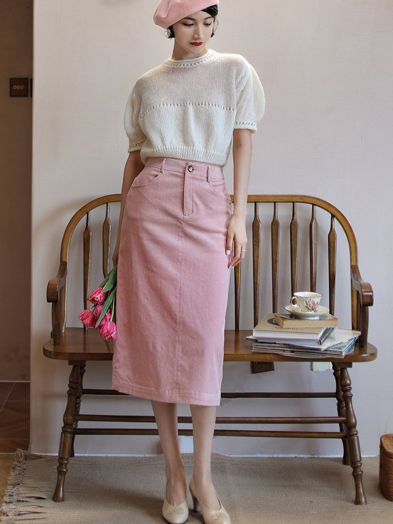 pink lady corduroy skirt