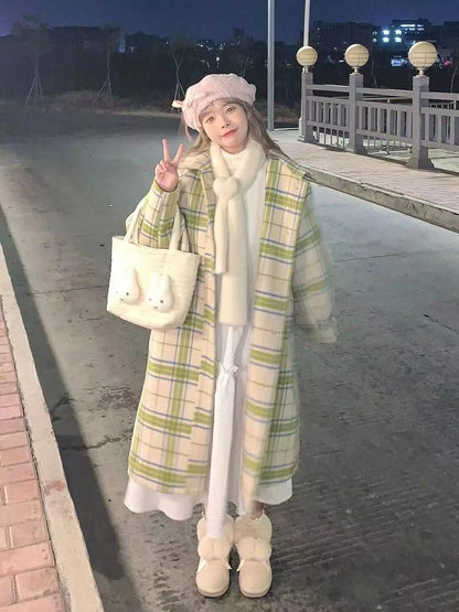 Long Sandwich Warm Tweed Coat【s0000006236】