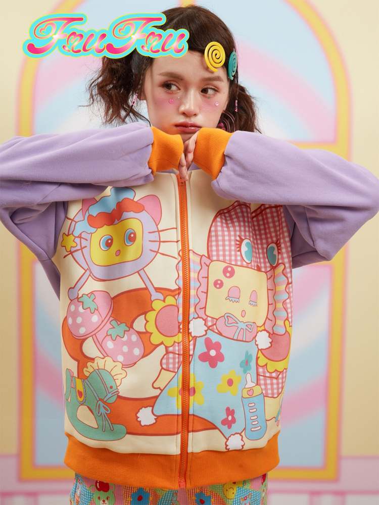 Cartoon Print Plus Velvet Hoodie【s0000006676】