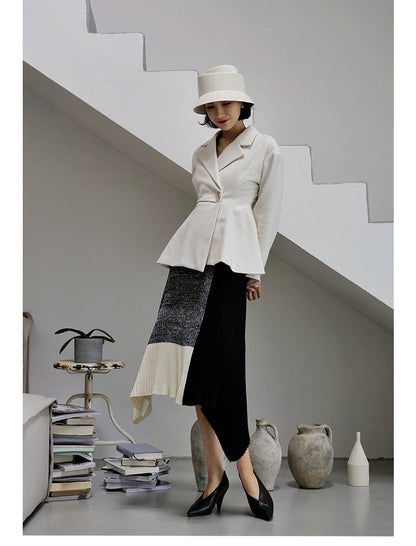 Oriental lady monotone knit skirt