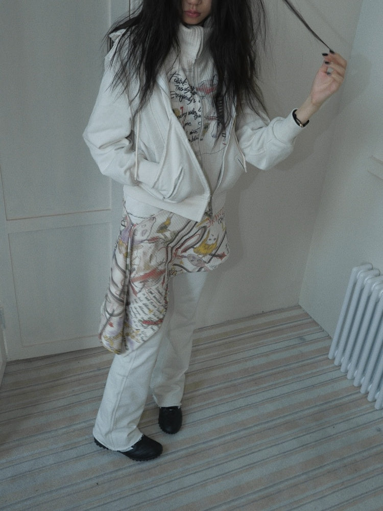 Graffiti Print Faux Two Piece Splicing Sweat Hoodie & Pants Set Up【s0000004158】