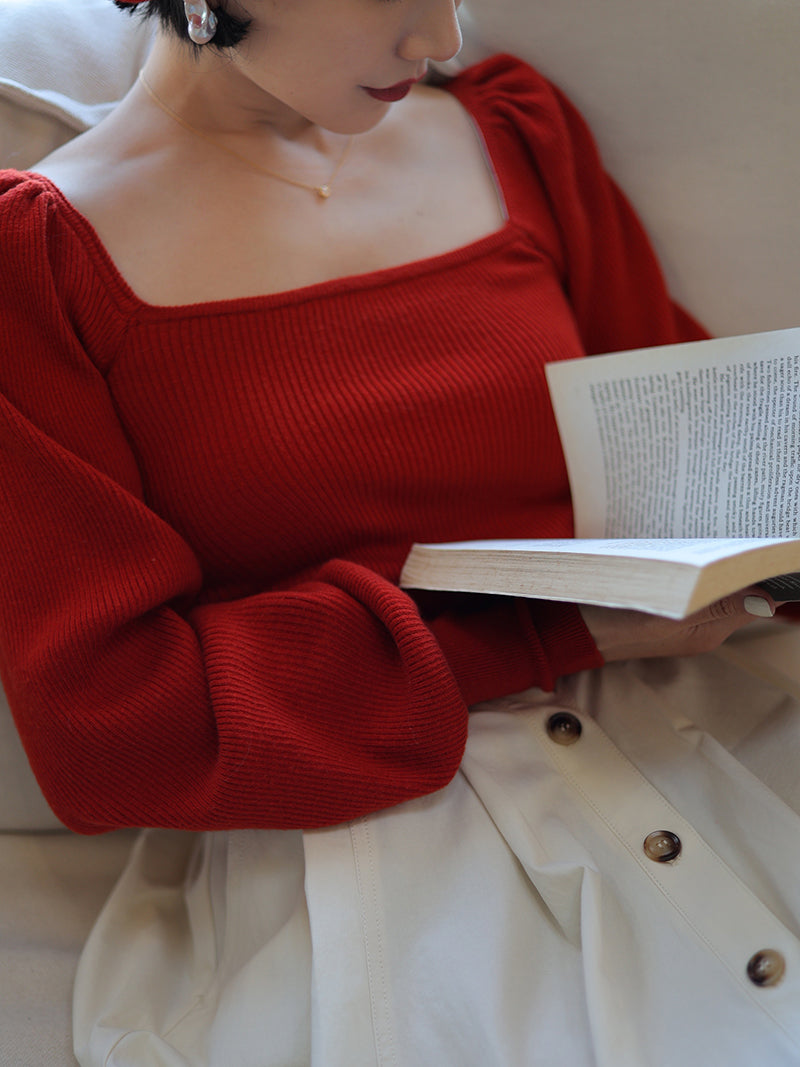 Crimson Lady Bishop Sleeve Knit