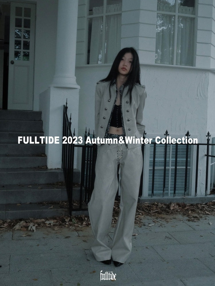 Leopard Pattern Splicing Leather Wide Pants【s0000004171】