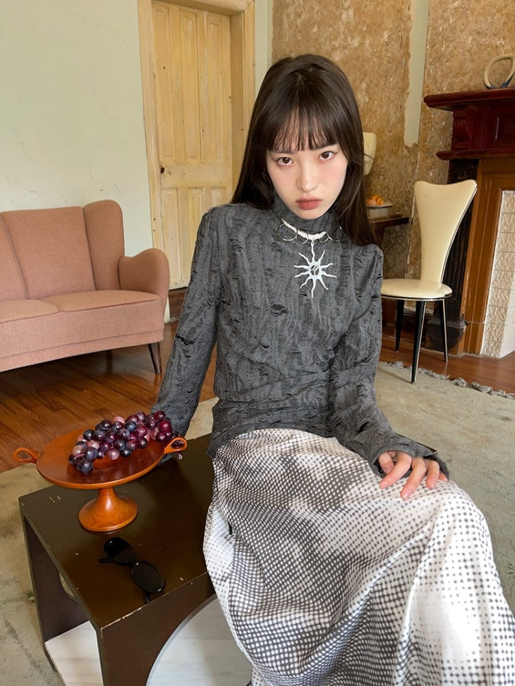 Ripped Turtleneck Long Sleeved Bottoming Shirt【s0000003882】