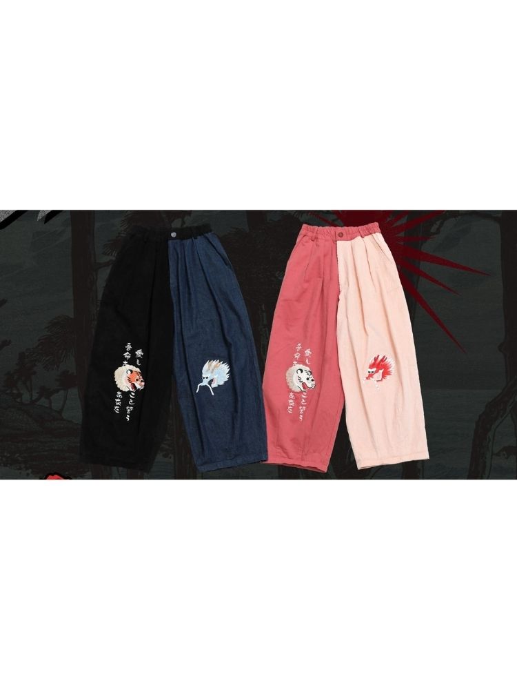 Two-color stitching wide-leg pants【s0000003617】