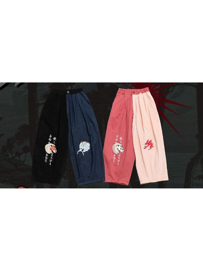 Two-color stitching wide-leg pants【s0000003617】