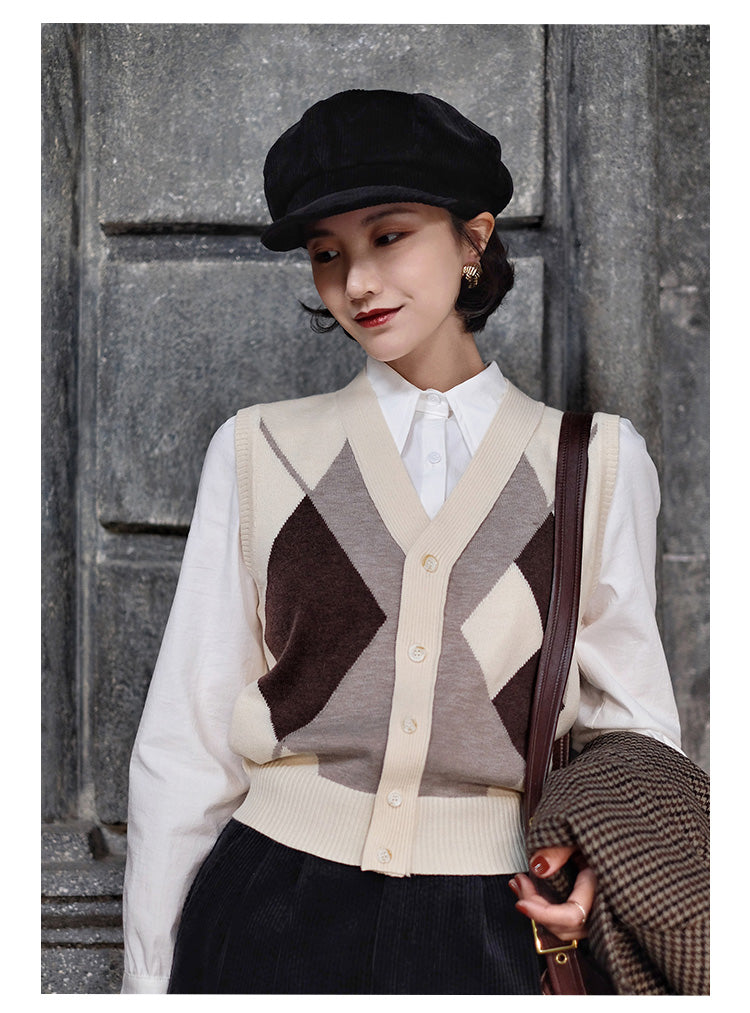 Rhombus Pattern Knit Vest