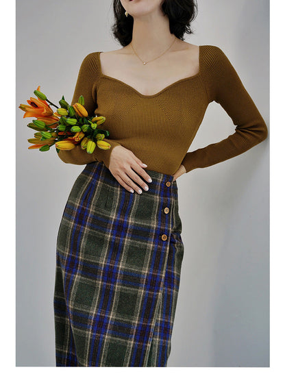 western plaid retro pencil skirt