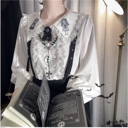 CastleToo - Corroding the Heart - Ouji Lolita Shirt Suspenders Shorts