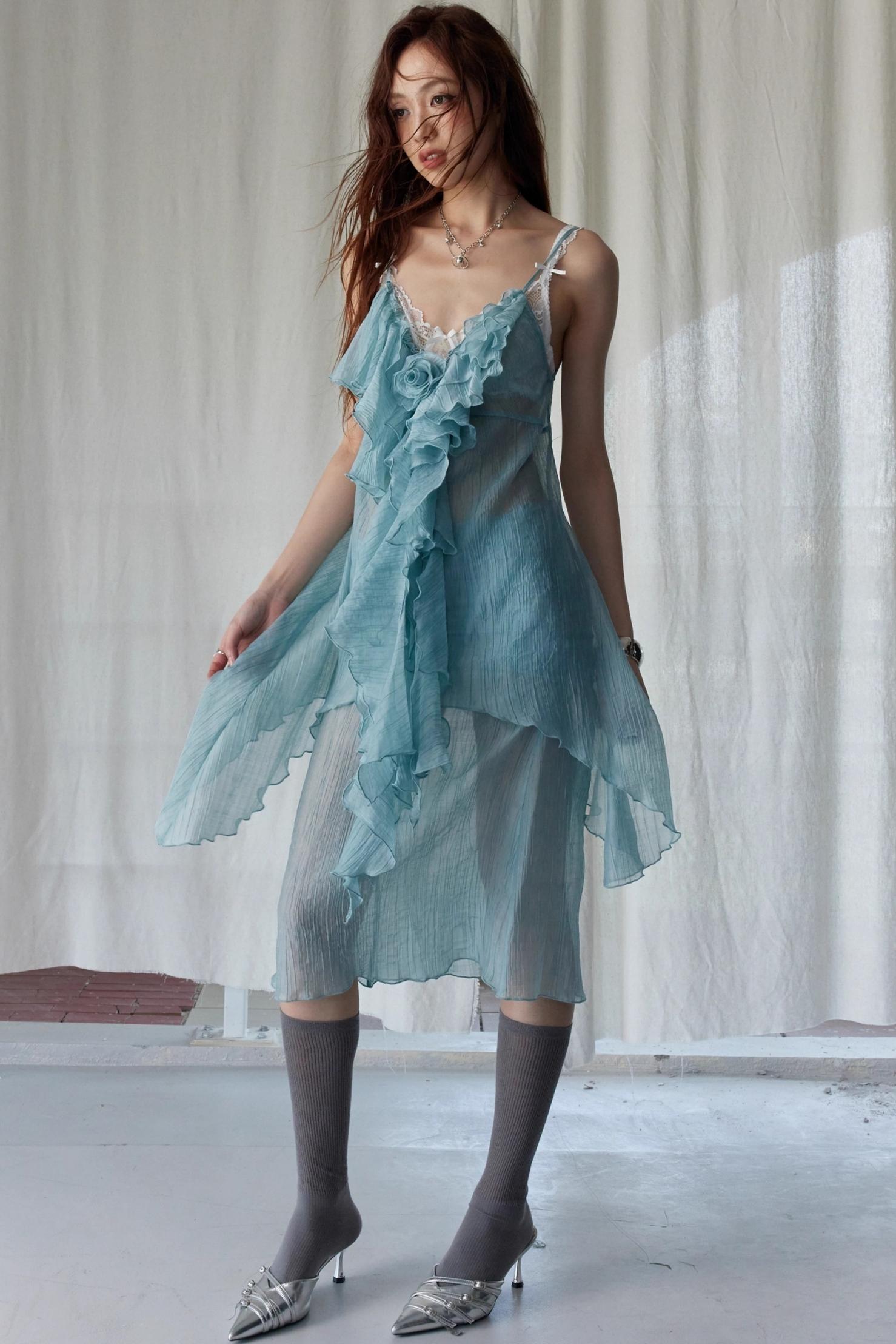 Green Ruffled Halter Skirt Set-Up