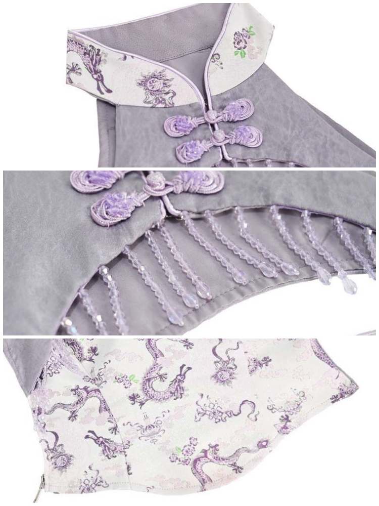 Dragon Pattern Buckle Halter Neck China Dress【s0000009042】