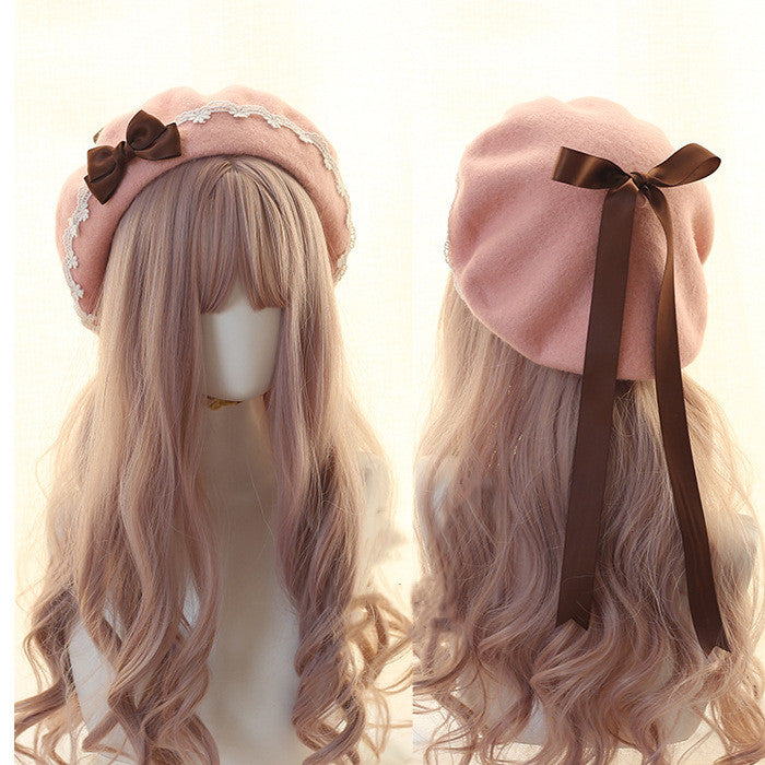 Xiaogui - Japanese Style Sweet Woolen Lolita Lace Beret